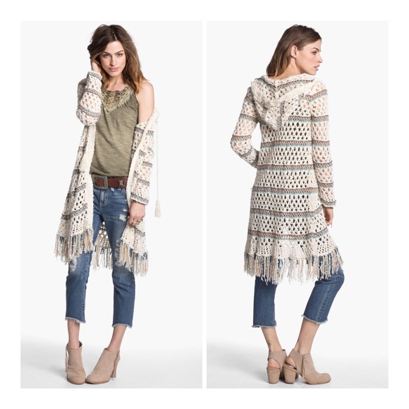 Free People Sweaters - FREE PEOPLE Sunblock Mesh Knit Hooded Cardigan M